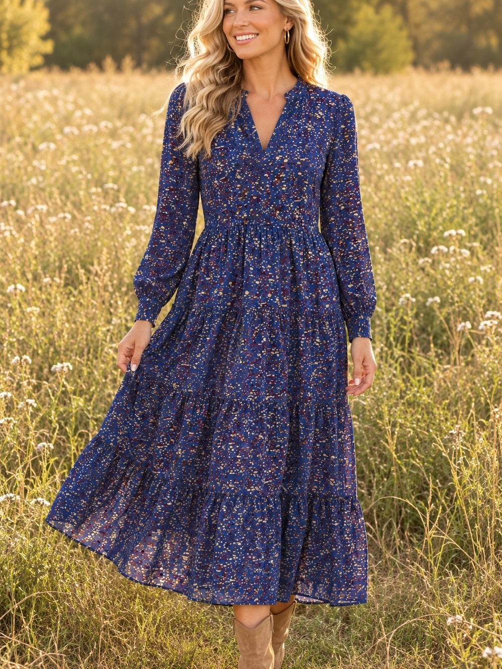 NWT Elan Sapphire Paisley Chiffon Lurex Maxi Dress Size Med.